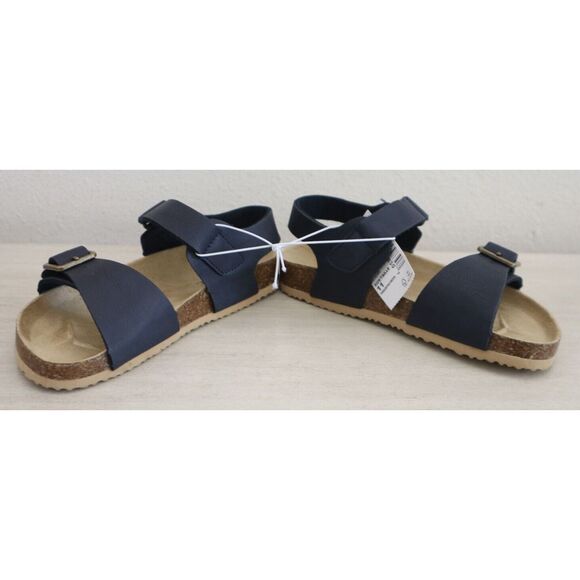 The Children's Place Toddler Boys Sz 11 Navy Faux Leather Buckle Sandals - Picture 7 of 8